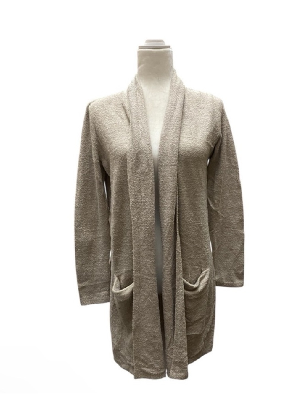 Barefoot Dreams Womens Bamboo Chic Lite Long Taupe Cardigan Sweater